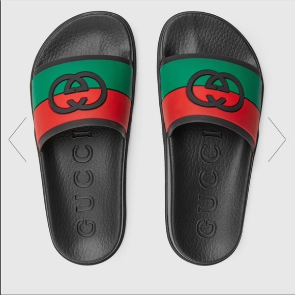 Gucci Black Red and Green Sandals